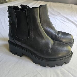 WellFeet Light 'Mimosa' Black Leather Stud Ankle Boots Goth Alt Style